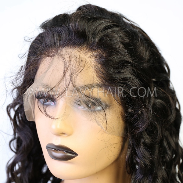 130% Density Full Lace Wigs Natural Wave Human Hair Swiss Lace Brown Lace