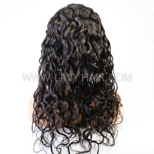 130% Density Full Lace Wigs Natural Wave Human Hair Swiss Lace Brown Lace
