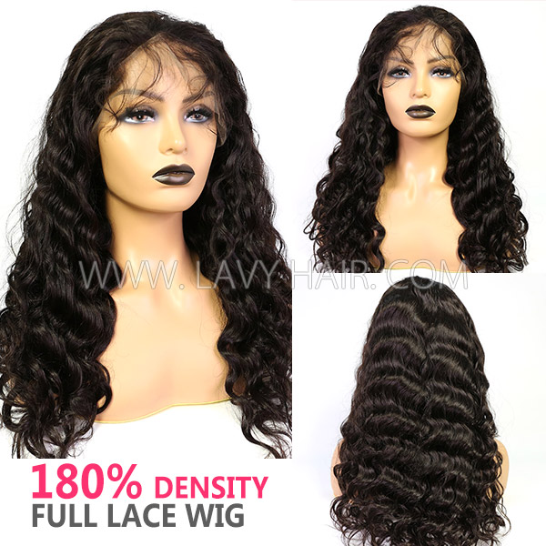 180% Density  Full Lace Wigs Loose Wave Human Hair