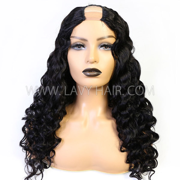 (New Update) 12-30 inches U part /V part Wigs Loose Wave 150%%200% Density 100% Human Hair Half Wigs