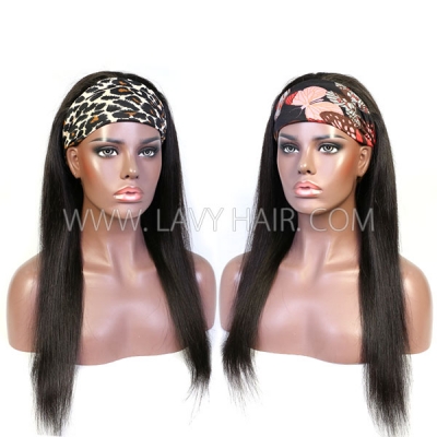 (New Update) 200% Density Scarf Headband Wig With Adjustable Velcro 100% Human Virgin Hair Not Lace Wig Straight/Wavy/Curly All Texture
