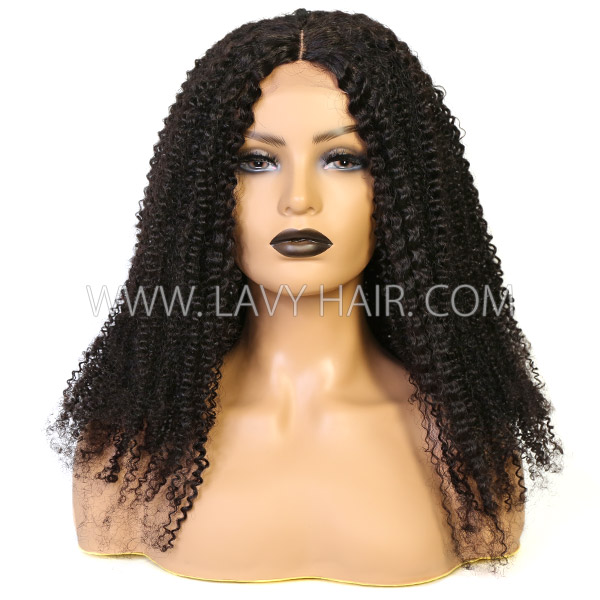 Machine Made Wig 300% Density Kinky Curly Human Virgin Hair