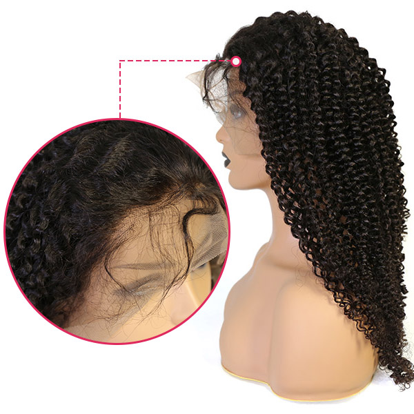 180% Density Deep Curly  360 Lace Frontal Wigs Ponytail Wig HD Lace & Transparent Lace Human Hair 4C Curly Hairline