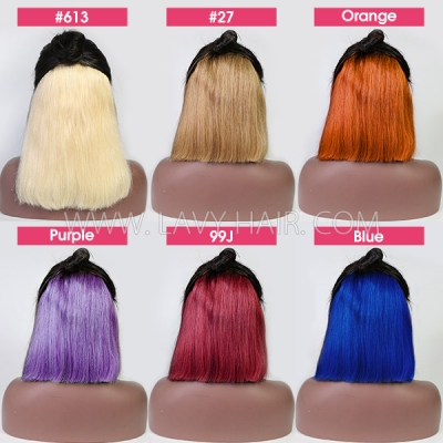 Peekaboo Color 180% Density Hidden Color Highlight Color Lace Frontal Bob Wig Straight Hair