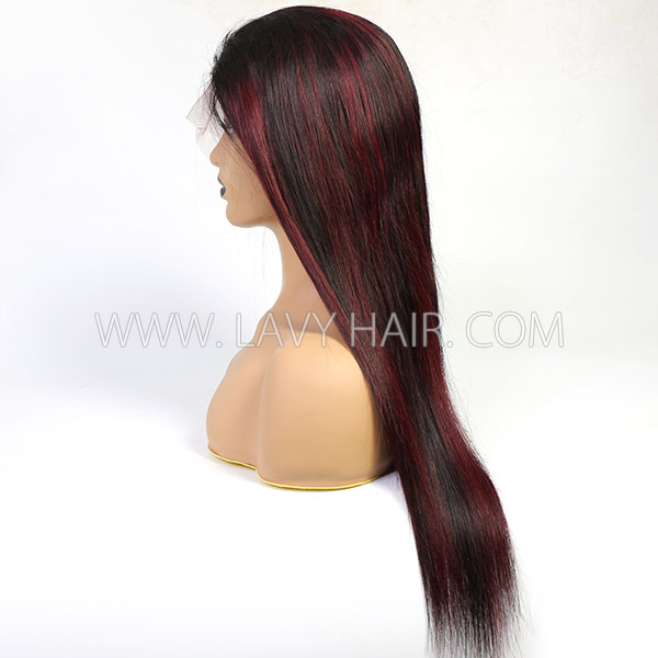 130% Density 1B/99J Highlight Color Lace Frontal Wig Straight Hair