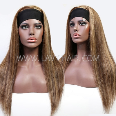 Highlight P4/27 Color Adjustable Scarf Headband Wig Straight Hair 100% Human Virgin Hair Not Lace Wig