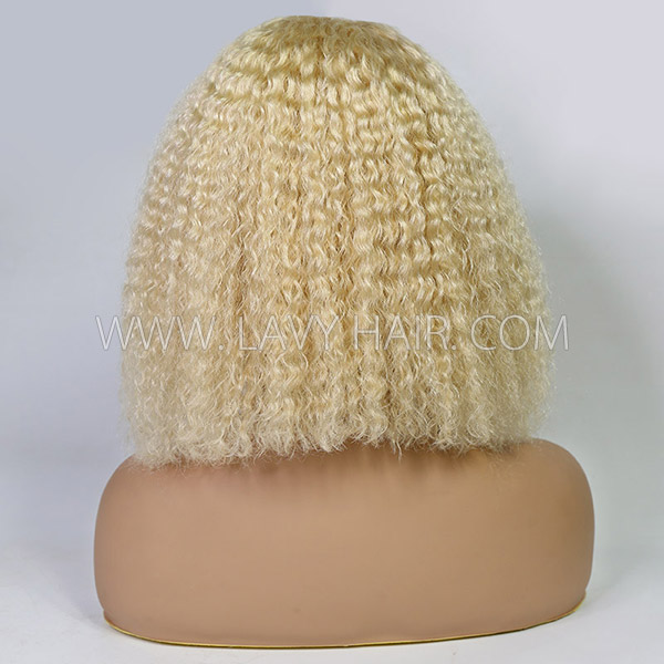 613 Blonde and Grey Color Curly Hair 150% Density Human Virgin Bob Wig 613bob-82