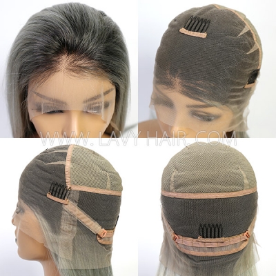 (All Texture Link) 1B/Grey Color 130% Density Full Lace Wigs Straight Hair Human Hair