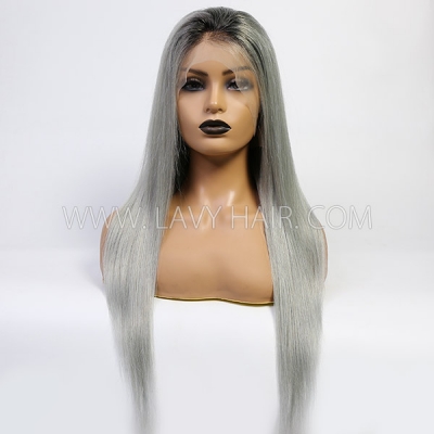 (All Texture Link) 1B/Grey Color 130% Density Full Lace Wigs Straight Hair Human Hair