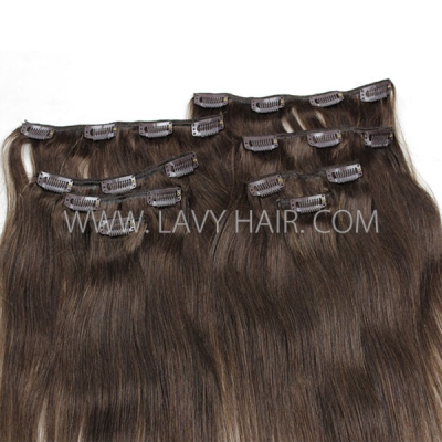 #2 Brown Color Clip in Extensions Human Virgin Hair 120 grams