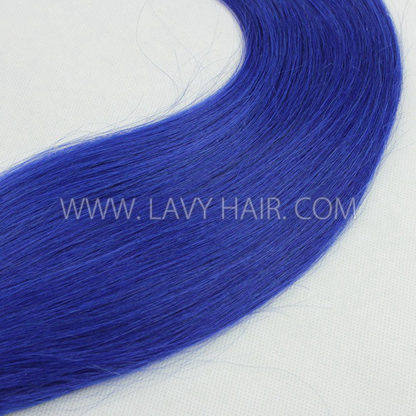 Blue Color Hair Tape In Hair Extensions Human Virgin Hair 20 pcs 50 grams