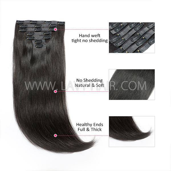16 inch -30 inch Seamless PU Clip in Invisible Natural Human Virgin Hair 7 pcs/set 120 grams
