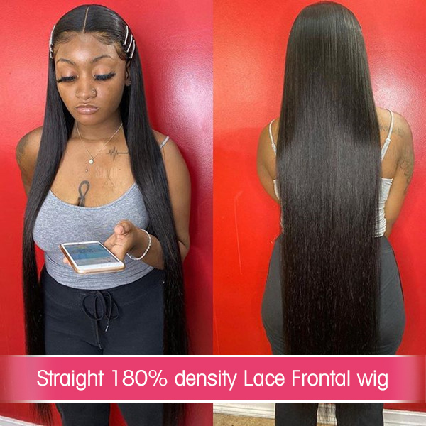 40 inch Long Hair 180% Density Straight Hair Lace Frontal Wigs Human Hair