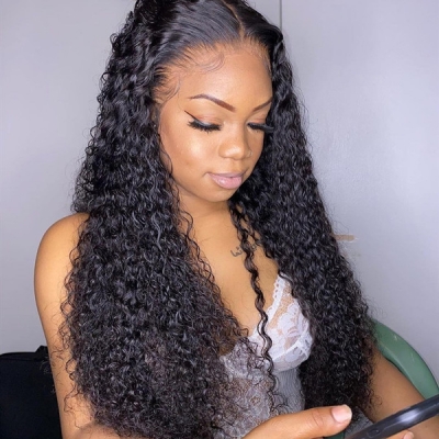 130% Density Deep Curly Lace Front Wigs Human hair