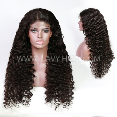 Pineapple Wave 180% Density Glueless Lace Wigs Pre plucked Human Virgin Hair With Elastic Band