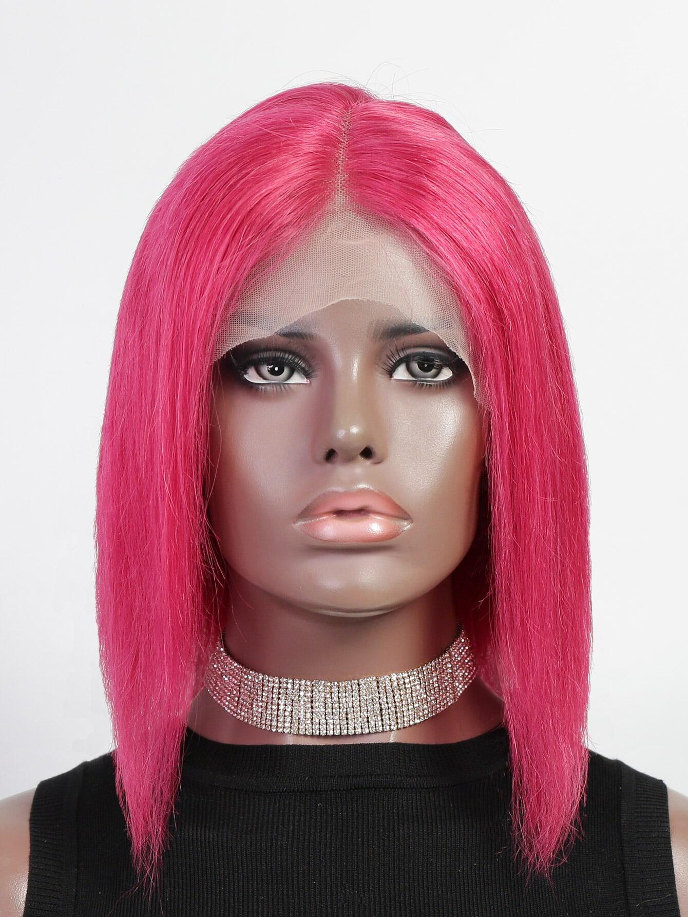 Rosy Color & P4/27 highlight Color 13*4*1 Lace Bob Wig 150% Density Straight Hair Human Hair