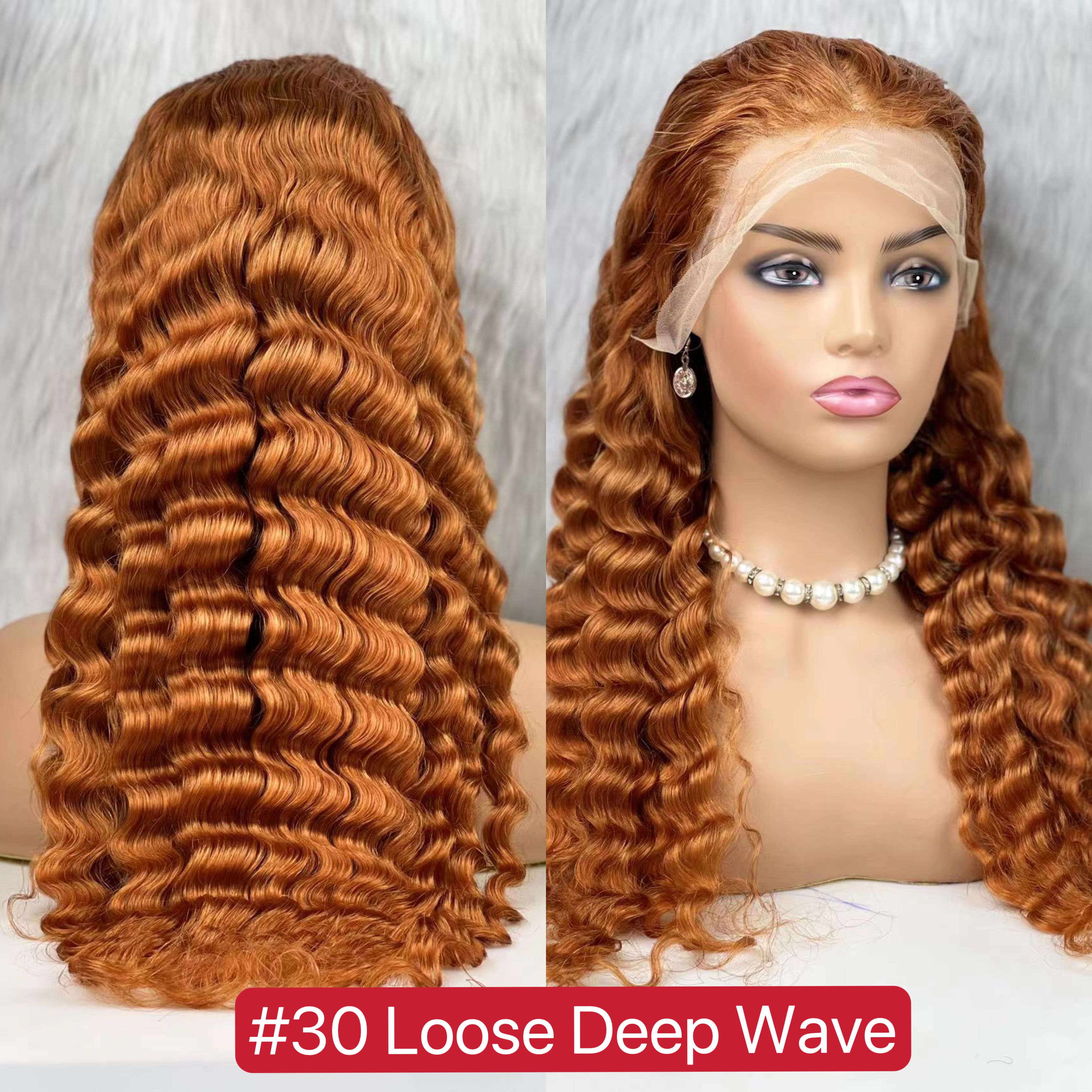 (All Texture Link) Color 30 180% Density Preplucked Lace Frontal Wigs Straight Human hair Wear Go