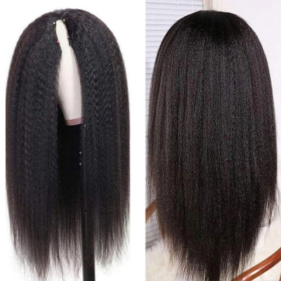 (New update)12-30 inches 300% Density U part / V part Wig 100% Human Hair Half Wig Straight/Wavy/Curly All Texture