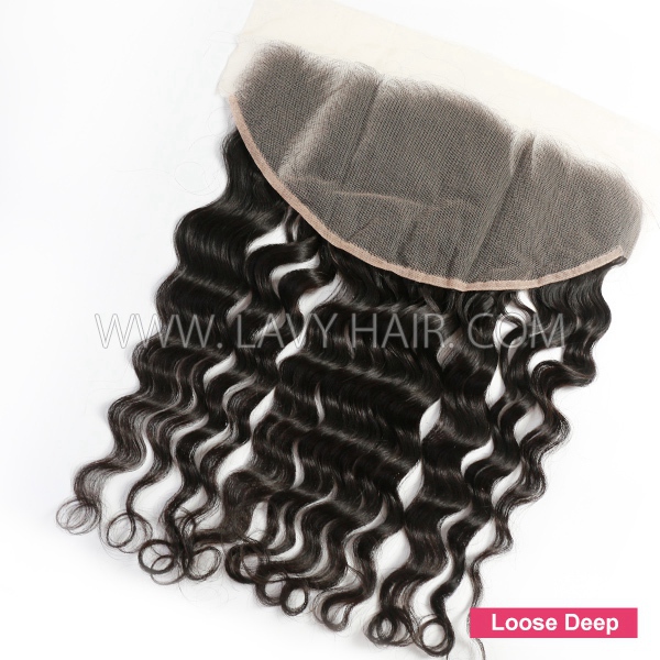 (New)Superior Grade #1B Color 13*6 Lace Frontal Ear to Ear All Style Link Human hair Swiss lace