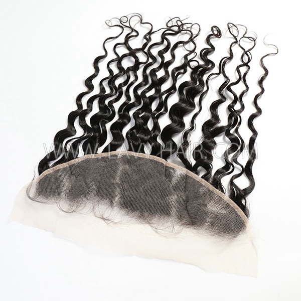 Superior Grade Water Wave Ear to ear 13*4 Lace Frontal 4C Curly Baby Hair Human hair Transparent Lace Swiss lace