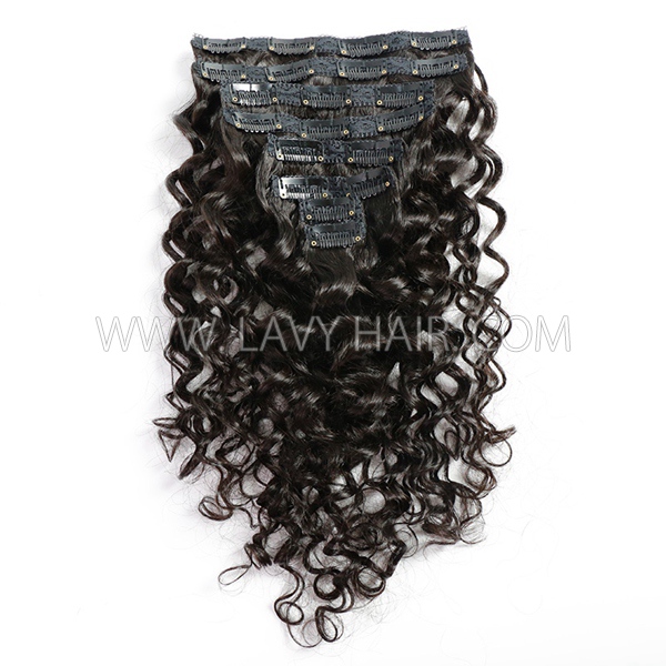 #1B Clip in Extensions Human Virgin Hair 8 pcs 120 grams Straight/Wavy/Curly All Texture