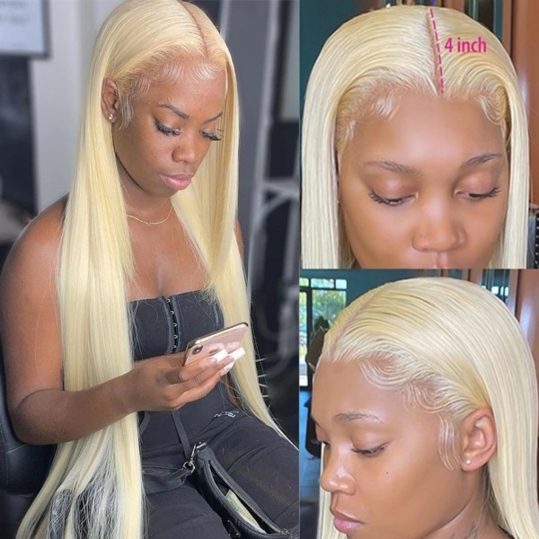 (All Texture Link)Glueless Wear Go 200% density Undetectable HD Lace #613 Blonde Lace Closure&Full Frontal wigs 100% Human Hair