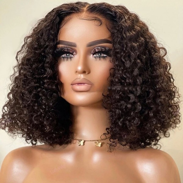 (All Texture Link)300% High Density 13*4 Full Frontal Bob Wig Thickness Blunt Cut Preplucked Glueless 100% Human hair
