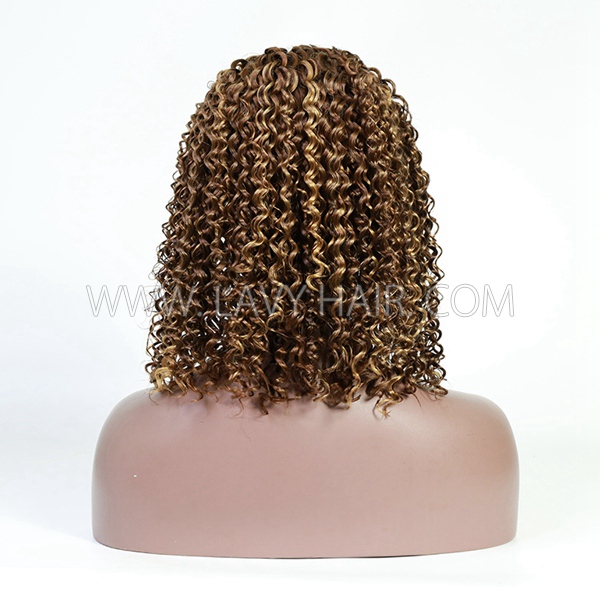 P4/27 Highlight Color Lace Frontal Bob Wig Deep Wave &Deep Curly  Human Virgin Hair
