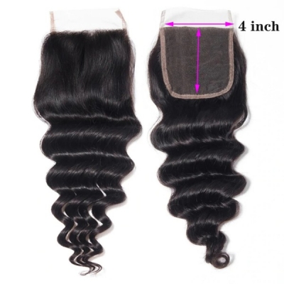 Superior Grade Top Quality Lace closure 4*4 5*5" Loose Deep Wave 100% Real Human hair medium brown and transparent Swiss lace
