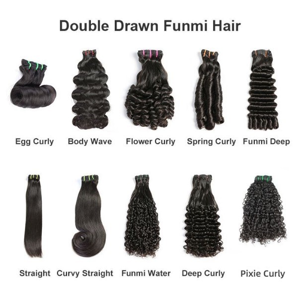 Super Double Drawn Funmi Texture Choice (Same Full From Top To Tip) Bundles Closure Deal Virgin Human hair extensions Brazilian