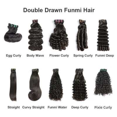 Super Double Drawn Funmi Texture Choice (Same Full From Top To Tip) 105 Grams/1 Bundle Virgin Human hair extensions Brazilian