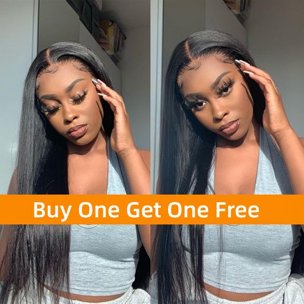 Buy One Get One Free Stock Clearance Lace Closure Wigs 130% Density Human Virgin Hair Cheap Wigs