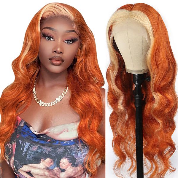 (All Texture Link)Strunk Stripe Highlight Color Wig Preplucked 180% Density Lace Front Wigs Human Wear Go Virgin Hair Wig