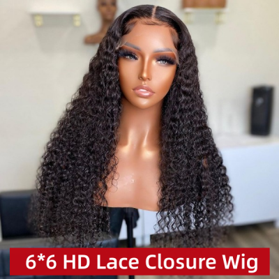 (New)Pre Cut Glueless Wear And Go Undetectable HD Lace 6*6 Lace Closure Wig 150% and 200% Density 100% Human Hair Melted Lace Pre Bleached Tiny Knot