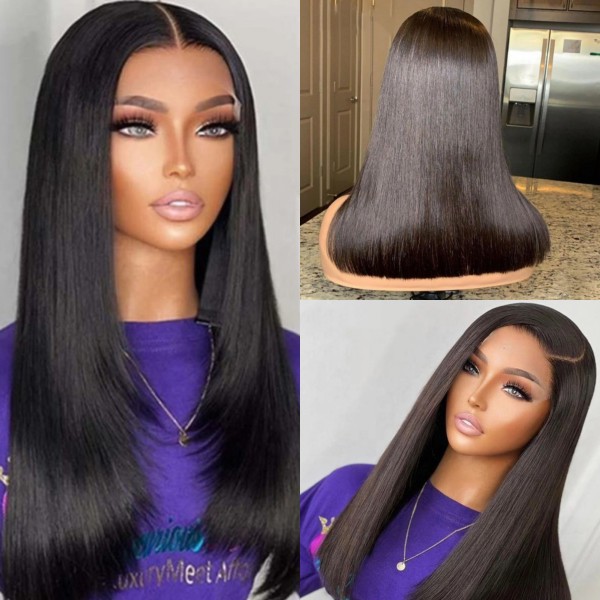 Double Drawn 100% Human Hair Pre Plucked 150% Density Sewing Wigs With Elastic Band ACT