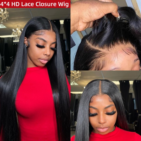 (Update)150% Density Glueless Undetectable HD Lace Wear And Go 100% Real Human Hair Preplucked Hairline Straight/Wavy/Curly