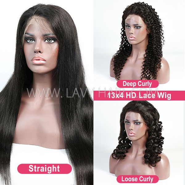(Update)150% Density Glueless Undetectable HD Lace Wear And Go 100% Real Human Hair Preplucked Hairline Straight/Wavy/Curly