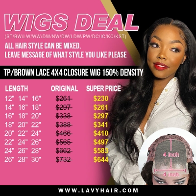 Wholesale Wigs Deal Transparent/ Brown Lace 3 Wigs Deal Bulk Order 150% Density Human Hair Preplucked Glueless