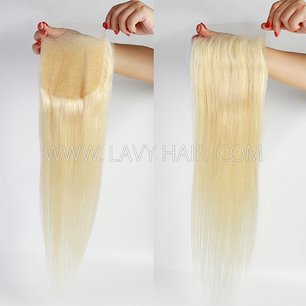 (New)Superior Grade #613 Blonde HD Lace Closure 4*4 5*5 6*6 7*7Human Hair Slightly Preplucked