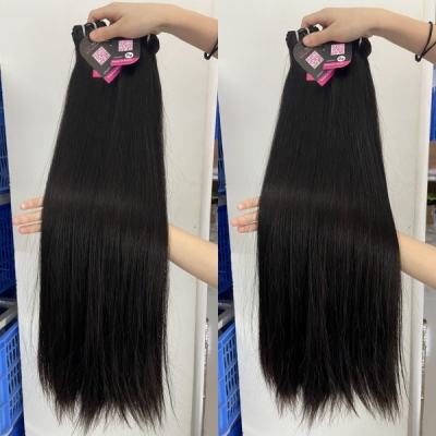 Super Double Drawn Bone Straight Virgin Human Hair Extensions (1 Bundle 105 Grams) Same Full From Top To Tip Brazilian Hair