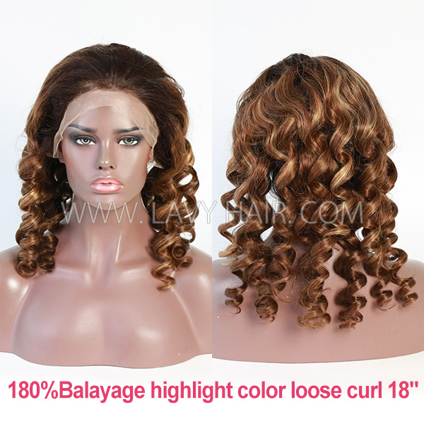 (All Texture Link) Highlight Balayage Color 180% Density 13*4 Lace Frontal Wig Glueless Pre-plucked Wig Human Virgin Hair