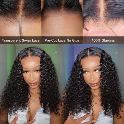 (All Texture Link)  Transparent Lace Glueless 150% Density 4*4 & 5*5 Lace Closure Wig Pre plucked 100% Human Hair Pre Cut Wear Go 0 Skill Needed