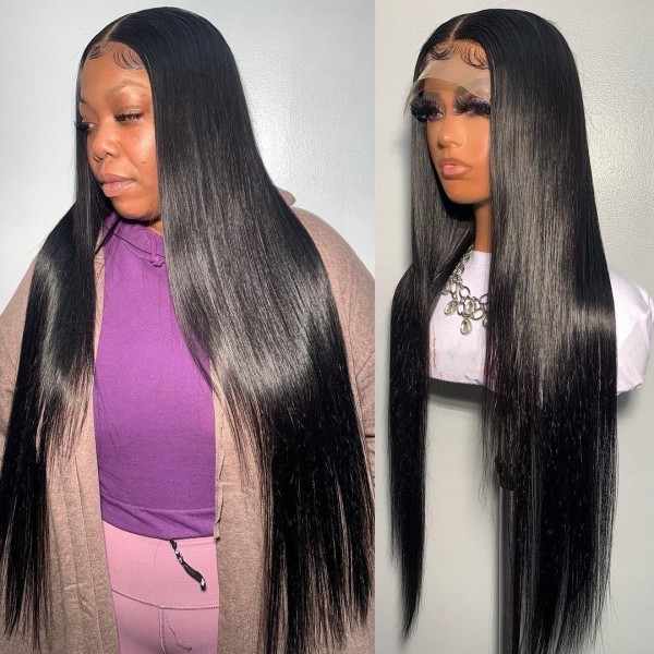 Glueless Wear Go Upgraded Bone Straight Hair Smooth Gloosy 200% Density 4×4 5×5 HD Lace Closure Wigs Pre Bleached 100% Human Hair