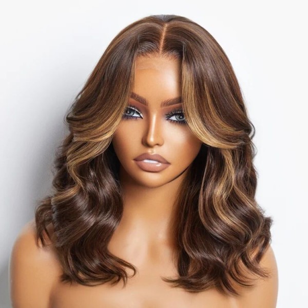 Glueless Wig Strunk Stripe Brown Color Wear Go Wig 150% Density HD Lace Customize 5-7 Days 150lfw
