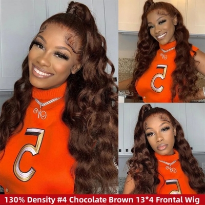 50% Off Limisted Stock Clearance Lace Frontal Wigs 130% Density #4 Brown Color Human Virgin Hair Cheap Wigs