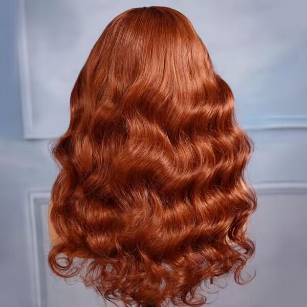 Glueless Wig Copper Brown Color 200% Density Wear Go Full Frontal Wigs Human Virgin Hair