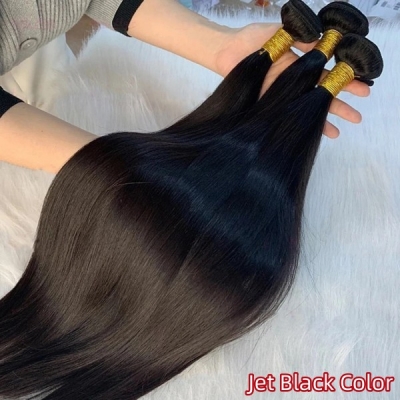 #1 Jet Black Color Advanced Grade 12A Unprocessed Virgin Human Hair Single Drawn Extensions