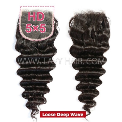 HD Lace Closure 4*4 5*5 Preplucked Natural Hairline Undetectable Melted Lace 100% Human Hair Swiss Lace