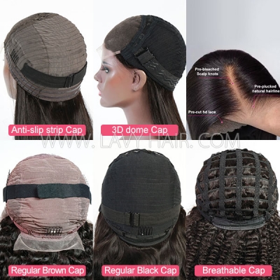 Glueless Wig Ombre Sandcastle Color 150% Density Wavy Human Hair Wear Go 3-4 Days Customize 150lfw-75A3