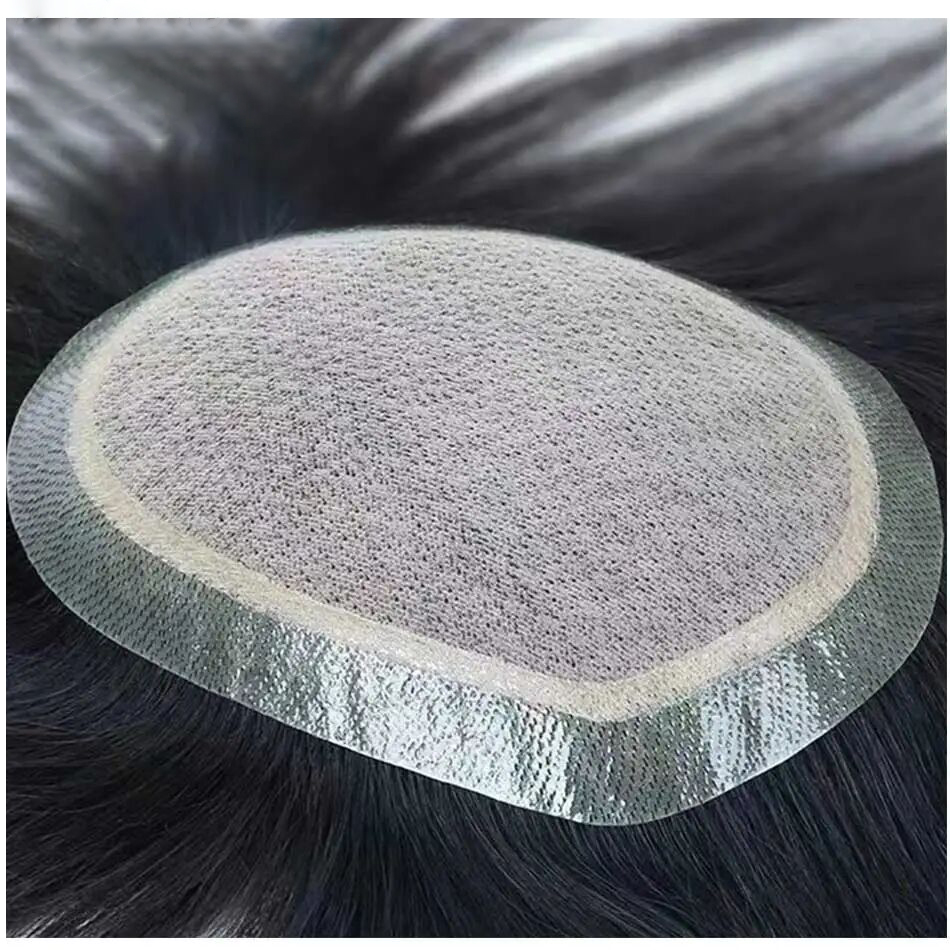 (New)  Mens Toupee Silk Base Frensh Lace & Skin Toupee Natural Scalp with Poly Skin PU Undetectable Hair Replacement Hair System Natural Hairline